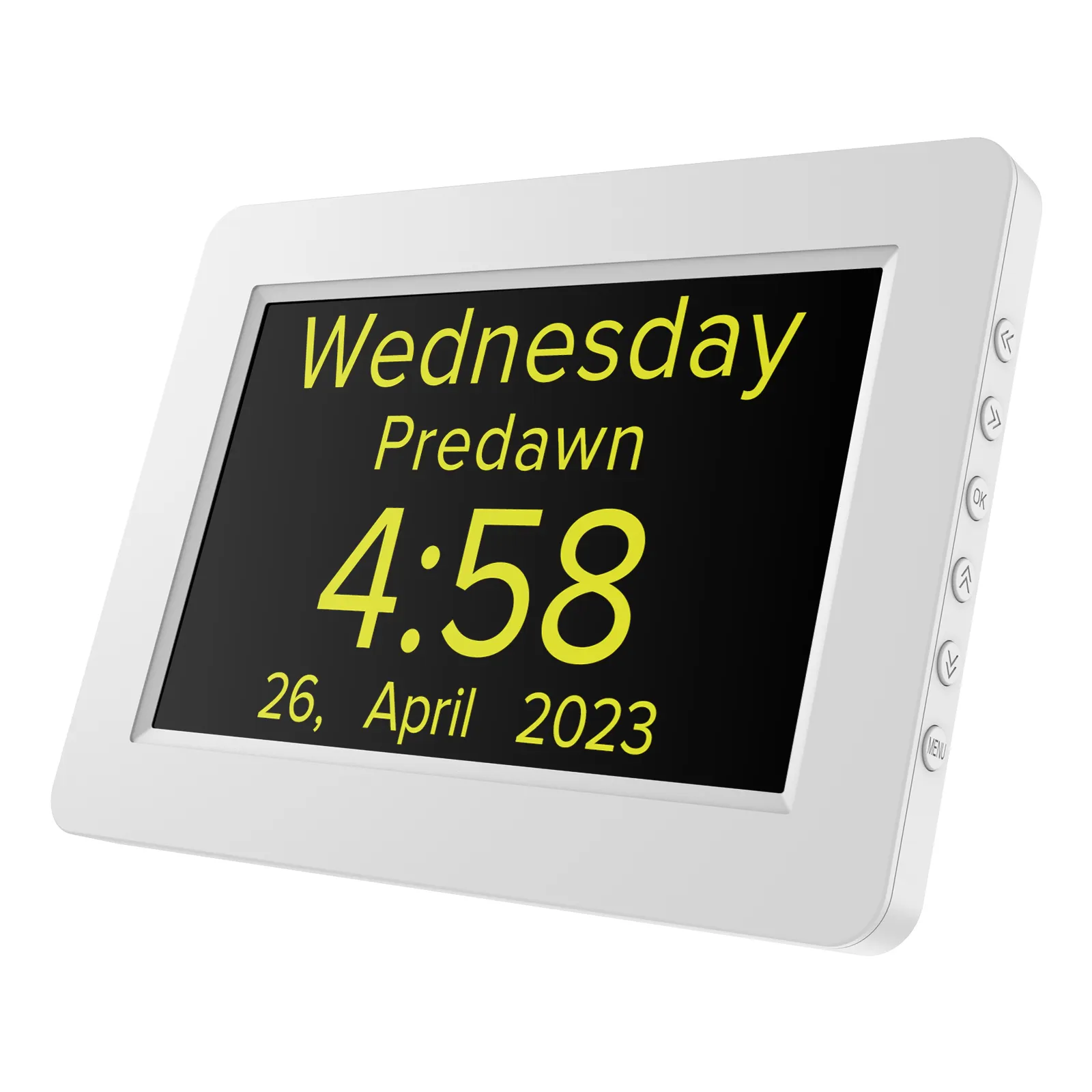 8 Inch Large Simple Display Yellow Words Easy To Read And Operation Digital Calendar Clock For Dementia