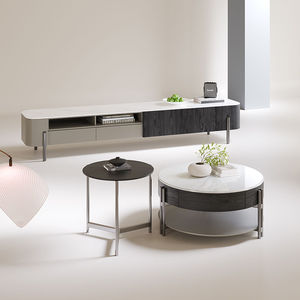 Mesa de centro y mueble para TV de piedra de estilo italiano, ligero y lujoso, combinación moderna y minimalista para sala de estar pequeña - Product Image 4