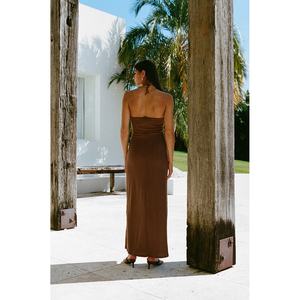 Robe maxi décontractée pour femmes en tissu côtelé tricoté, style personnalisé, nouvelle conception de haute qualité, été-printemps - Product Image 3