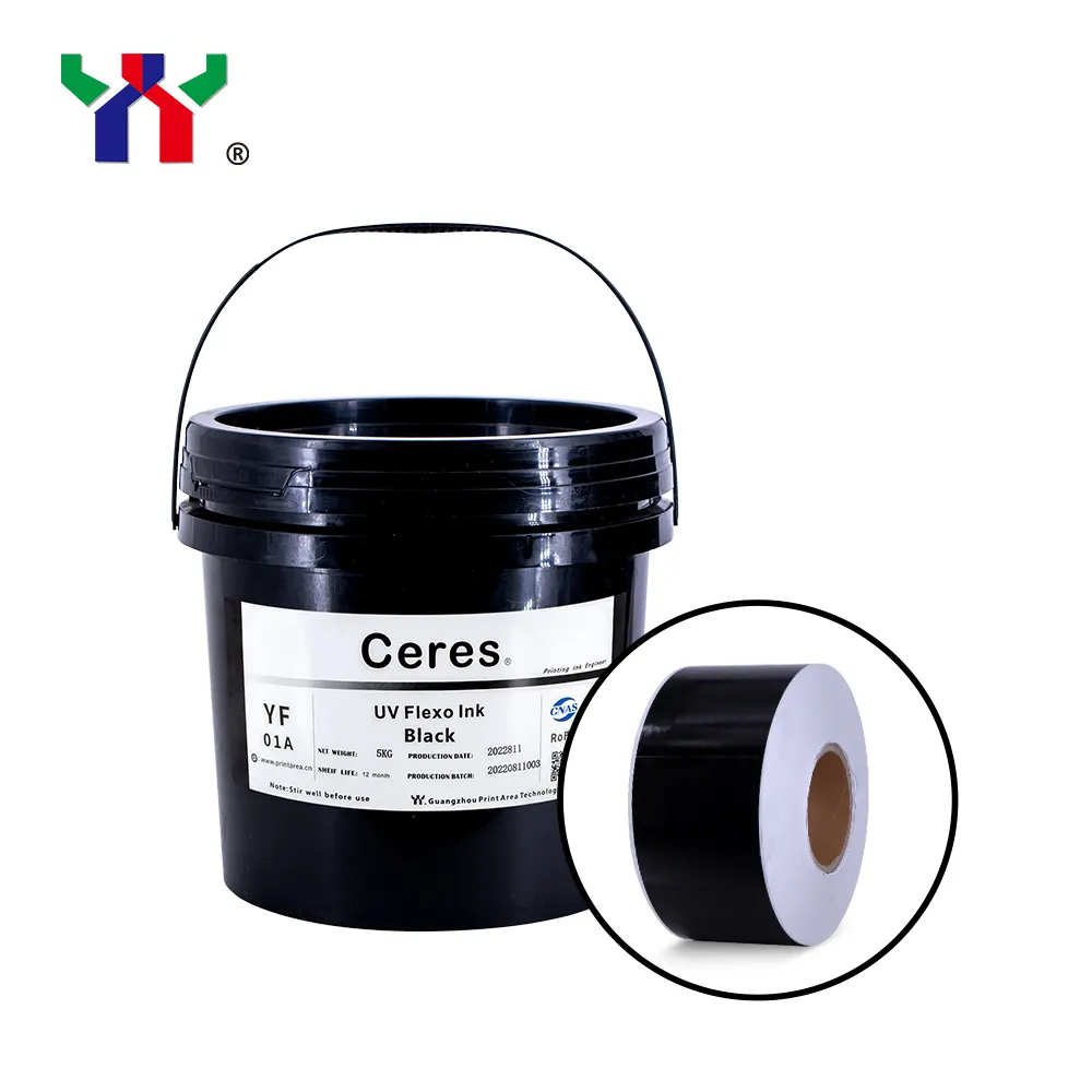 หมึกพิมพ์เฟล็กโซ Ceres UV สําหรับการพิมพ์ฉลาก 5 ลิตร/บาร์เรล สีดํา