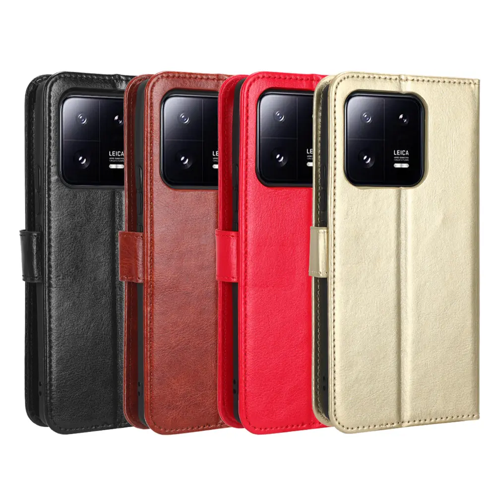 For Xiaomi 13 Pro Wallet Case, Classic PU Leather Wrist Strap Card Holder Kickstand Flip Folio Phone Cover For Xiaomi Mi 13 Pro