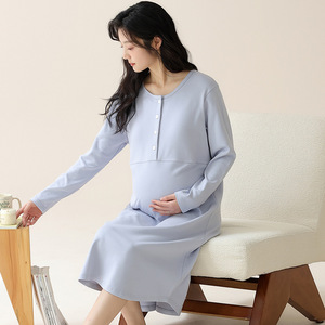 Robe de <span class=keywords><strong>nuit</strong></span> de maternité vêtements de <span class=keywords><strong>nuit</strong></span> en coton robe de <span class=keywords><strong>nuit</strong></span> d'<span class=keywords><strong>allaitement</strong></span> pyjama d'<span class=keywords><strong>allaitement</strong></span> doux chemise de <span class=keywords><strong>nuit</strong></span> de grossesse avec soutien-gorge fixe - Product Image 2
