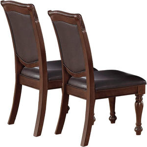 DB Royal Majestic Brown Dining Room Furniture Set 2 Arm <b>Chairs</b> <b>Faux</b> <b>Leather</b> Upholstered Seat Formal Brown Color Dining <b>Chairs</b> - Product Image 6