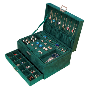 Sang Trọng Chất Lượng Cao Nhung Biểu Tượng Tùy Chỉnh PU Da Hình Vuông Bằng Gỗ Du Lịch Đồ Trang Sức Trường Hợp Bao Bì Lưu Trữ Hộp - Product Image 1