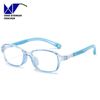 Lunettes optiques rectangulaires personnalisées OEM TPEE&TR90, anti-lumière bleue, pour enfants et adolescents, taille 48-18-125, fabricant chinois
