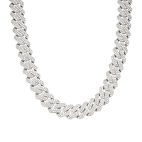 Miami cubain 12MM deux tons lien gourmette chaîne colliers passer diamant Test stylo VVS Moissanite élégant 12mm plat collier