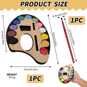 Set de Pintura de Acuarela de 12 Colores, Paleta Mini Portátil, No Tóxica, Kit de Pintura Artística para Niños con Pincel - Product Image 3