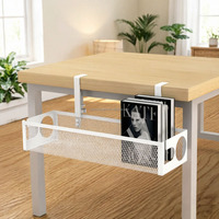 Panier de rangement pour câbles sous le bureau avec pince réglable et support pour multiprise