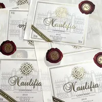 Personnalisé pour l'étiquette |   Autocollant de logo en papier texturé avec feuille d'or |   Emballage pour cadeaux de mariage et boissons