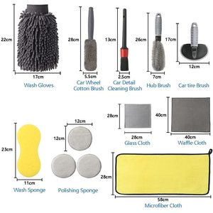 Car Wash <b>Tool</b> Kit 12 Piece Set Microfiber Brushes Sponge Gloves For <b>Vehicle</b> Cleaning - Product Image 2