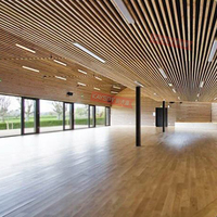 Décoration intérieure Grain de bois suspendu métal bande linéaire plafond aluminium U déflecteur système de plafond faux plafond conception