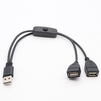 Câble d'extension USB mâle vers double femelle en Y avec interrupteur, répartiteur USB-A mâle vers double USB-A femelle, adapté aux usines OEM/ODM