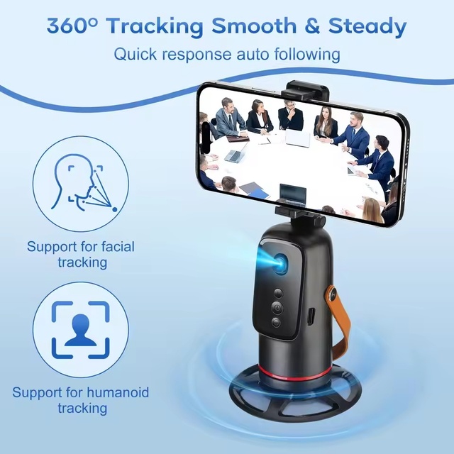 Hot Sale Desktop Face Tracking AI Gimbal Stabilizer Tripod 360 Degrees Smartphone Handheld Selfie Stick Remote Fill Light