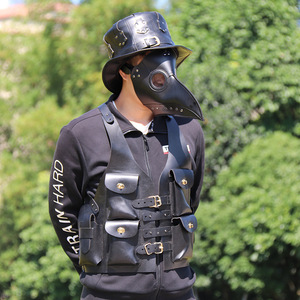 Masque de docteur de la peste à bec d'oiseau avec chapeau et gilet, taille unique, noir, accessoire de cosplay - Product Image 2