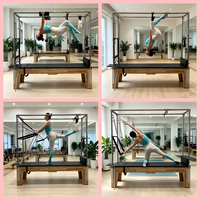 MJD M201A Cadillac Reformer Pilates Bed en Bois de Chêne pour Usage Domestique et Commercial, Entraînement de Yoga, Fitness, Musculation, Boîte en Bois