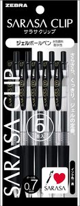 Smooth Writing Black 5-pack Sarasa Clip Gel P-JJB15-BK5 Vibrant Colors <b>Ballpoint</b> <b>Pen</b> - Product Image 2
