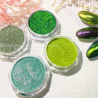Poudre à ongles miroir verte de luxe Feishi, paillettes brillantes, pigment chromé métallique super brillant, effet miroir ultra fin, paillettes