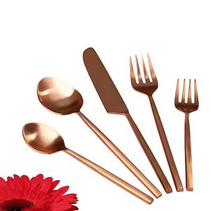 Cubertería de Acero Inoxidable Forjado en Oro Rosa Mate, Ecológica y de Lujo para Uso en Hoteles, Apta para Lavavajillas, Cuchillo, Cuchara y Tenedor - Product Image 1