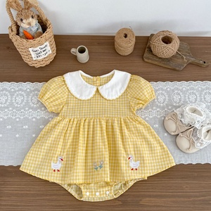Nuevo Pelele de Algodón para Bebé Niña Verano 2026, con Estampado a Cuadros Fresco, Lindo y Bordado, con Botones Ocultos, Mono Enterizo para Gatear - Product Image 4
