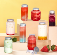 Bouteille transparente jetable de 500 ml (16 oz) pour thé à bulles, jus, soda, boissons froides, avec bouchon à vis et impression sérigraphique, logo personnalisé