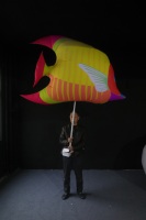 Ballon gonflable en forme de grue bleue, modèle de poisson tropical, en tissu Oxford avec lumière LED, 6-8 pieds, pour spectacle de défilé marin