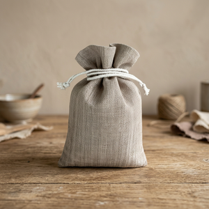 Custom Screen Printed 100% Linen Handmade Biodegradable <b>Drawstring</b> <b>Pouch</b> Eco Friendly Small Jewelry Gift Packaging Bag Premium - Product Image 4