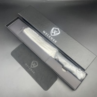 Couteau à trancher professionnel de 8 pouces en acier inoxydable, couteau à viande pour la cuisine avec boîte cadeau de luxe et étui pour lame, logo personnalisé OEM
