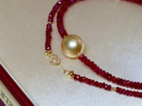 Bijoux en perles fines, rubis naturel, 10-11 mm, perles rondes sans défaut, couleur dorée riche, perles d'eau de mer, perle dorée des mers du Sud pour femmes