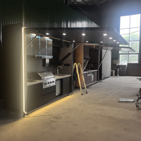 Ensemble de meubles de cuisine extérieure modulaire pour barbecue - Acier inoxydable ignifuge et écologique au design moderne pour usage extérieur en villa