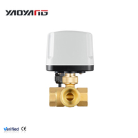 Vanne à boisseau sphérique électrique IP65 1 1/4 po, trois voies, raccord NPT, noyau en laiton, télécommande, eau froide et chaude