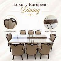Meubles de salle à manger modernes, table à manger avec plateau en marbre, ensemble de table à manger avec 8 chaises pour l'Australie et l'Amérique