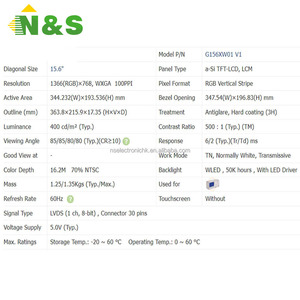 Módulo de Pantalla LCD Industrial G156XW01 V1 de 15.6 Pulgadas, Probado, en Stock, Envío Rápido - Product Image 4