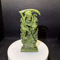 Artisanat en cristal, sculpture en pierre brute naturelle, figurine de démon scythe, dieu de la mort occidental, pièce sculptée pour la décoration de la maison, cadeau