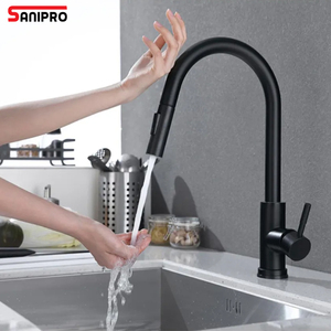 SANIPRO Induction Sink Water Tap 304 Stainless Steel <strong>Aerator</strong> Spray Pull Out Black Smart Sensor Touchless Kitchen <strong>Faucets</strong> - Product Image 1