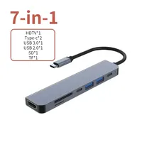 Hub Tipe-C 5-in-1 & Dock USB-C dengan Adaptor Multi-Fungsi USB 3.0 untuk Ponsel, PC, dan Mac