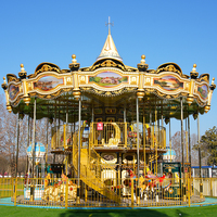 Grand carrousel de divertissement populaire pour centre commercial, manège extérieur et intérieur de style européen à double étage en promotion