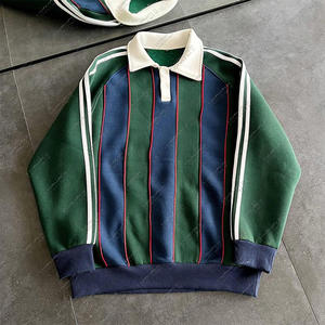 Streetwear OEM Contrast Color <b>Stripe</b> <b>Long</b> <b>Sleeve</b> <b>Shirt</b> <b>Men</b> High Quality Oversized Custom Rugby Jersey - Product Image 2