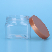 Pot cosmétique carré en PET givré brun foncé de 500 ml avec couvercle à vis à large ouverture pour crème contour des yeux
