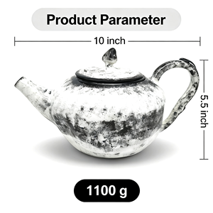 Théière en céramique européenne artistique de 10 pouces, peinte à la main, encre noire et blanche, lavage à l'encre, écologique, capacité de 1 L, couvercle et poignée, adaptée au thé - Product Image 1