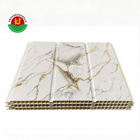 Panneaux de plafond en PVC à deux rainures de 30 cm de large, imperméables pour salles de bain / Panneaux de plafond de salle de bain imperméables avec lignes dorées