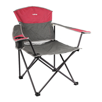 Chaise de camping pliable avec accoudoirs rembourrés, chaise pliante à structure en acier robuste, capacité de charge de 300 lb, chaise de plage d'extérieur
