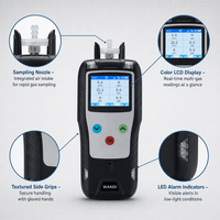 Analyseur de gaz multi-gaz 6-en-1, détecteur de gaz portable pour O2, CO, H2S, LEL, CO2, NH3, avec pompe intégrée, moniteur de gaz industriel