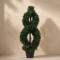 Arbre topiaire artificiel en spirale double hélice, en pot, pour décoration intérieure, réaliste, faux vert, PE écologique, durable