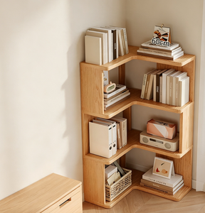 Modern Solid Wood Corner Bookcase Floor Standing Storage <b>Shelf</b> Organizer for Living Room Bedroom Home <b>Office</b> - Product Image 3