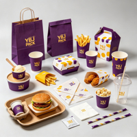 Boîte à frites jetable en papier pour emporter, emballage alimentaire personnalisé pour ailes de poulet, boîtes à hamburgers, conteneur pour plats à emporter rapides