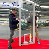 Supershouse UK Australia AS Kanada Diskon Besar Desain Modern Jendela Aluminium Besar Kustom dengan Pintu Anjing Kucing Pintu Hewan Peliharaan