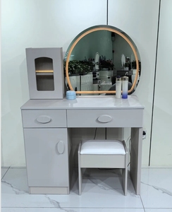 Simple Bedroom Furniture Dressing Table Set With <b>LED</b> Light <b>Mirror</b> Drawer Storage <b>Makeup</b> Vanity Desk With Stool - Product Image 2