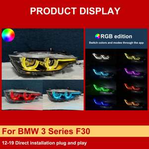 J ONE - Accesorios de Iluminación para Automóviles en Oferta, Luces DRL RGB con Control de Color por Teléfono, Faros Delanteros para <span class=keywords><strong>BMW</strong></span> Serie 3 F30 2012-2019 - Product Image 3