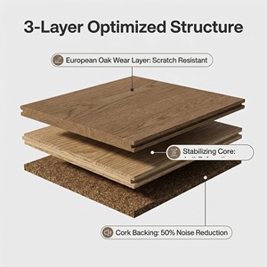Planchers hybrides en liège carbonisé et en chêne, planches absorbantes du son durables, <span class=keywords><strong>parquet</strong></span> en bois massif pour chambres à coucher - Product Image 3