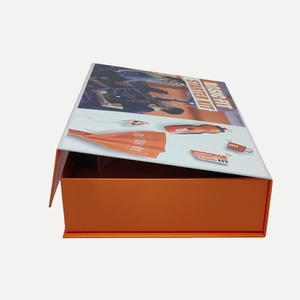 Caja de papel Kraft naranja de lujo con logotipo personalizado, cartón rígido plegable, materiales reciclados, ventaja UV para reloj magnético de lujo - Product Image 4